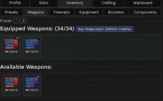 Compra masiva de ranuras de armas hasta 34 slots en Clickfight